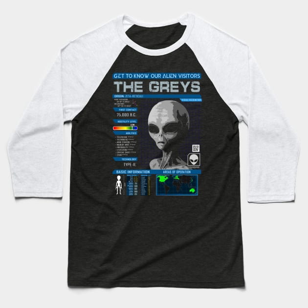 Our Alien Visitors: The Greys Baseball T-Shirt by AbductionWear